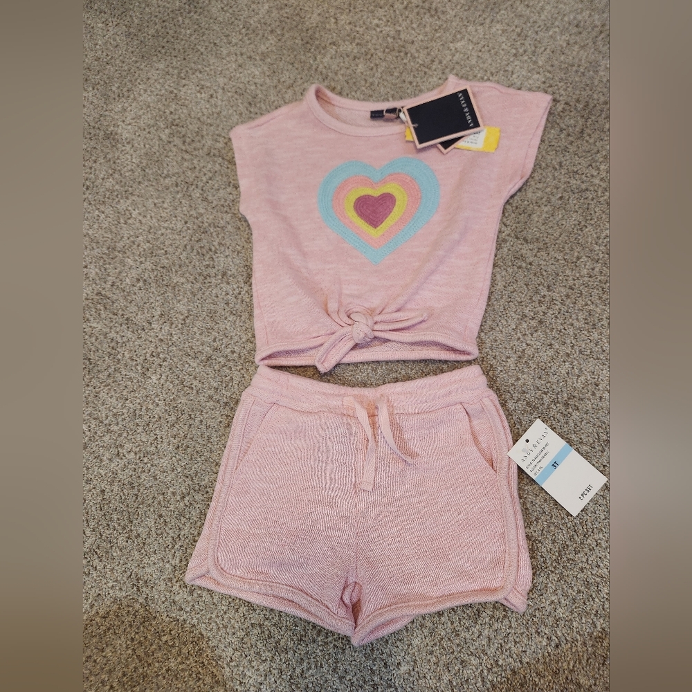 Pink Heart Graphic Kids Set
